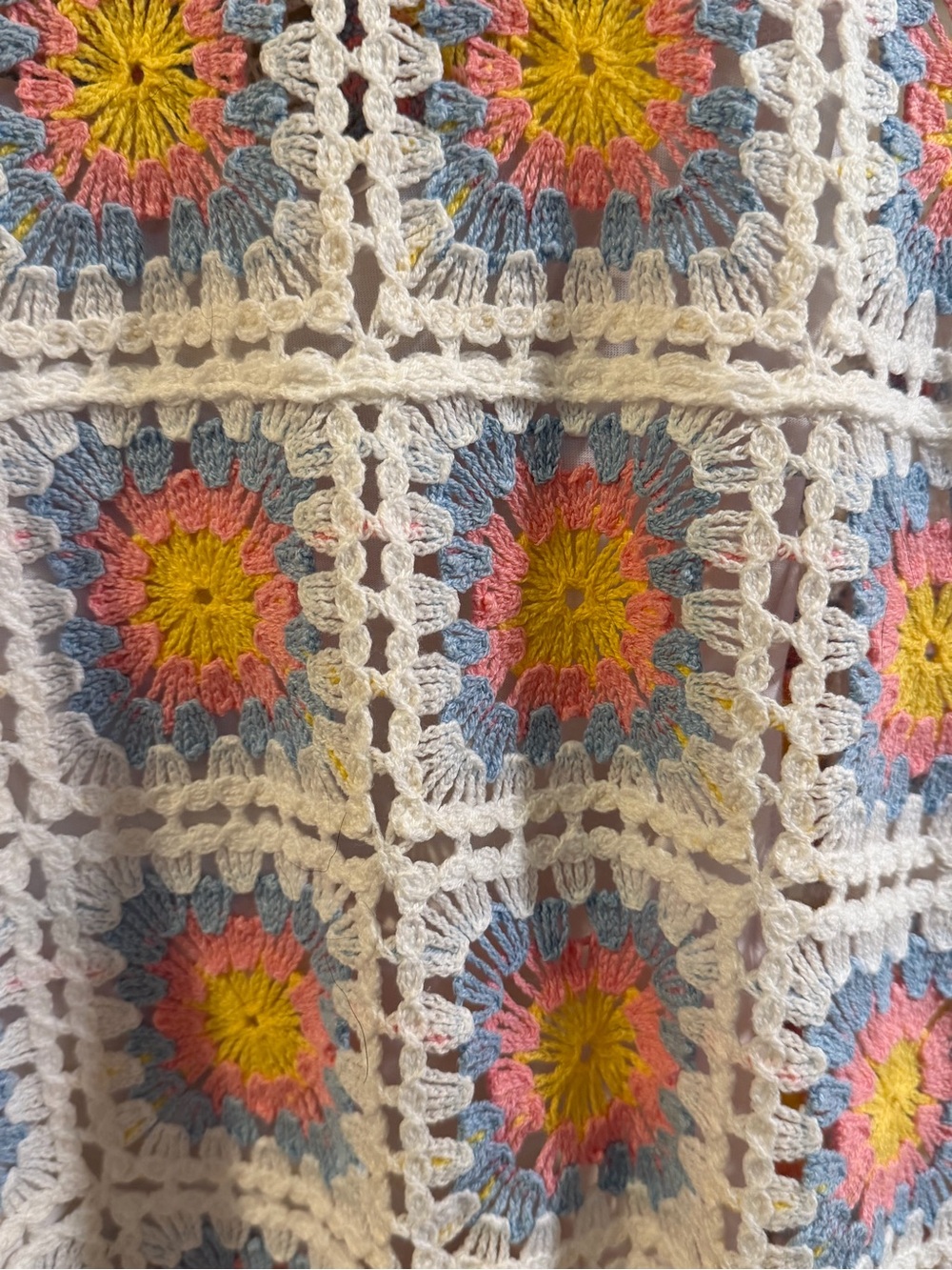 Hatley White Crochet Dress with Pink, Yellow & Blue Sunbursts - Picture 2 of 5